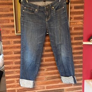 Gap premium denim straight leg cropped jeans.